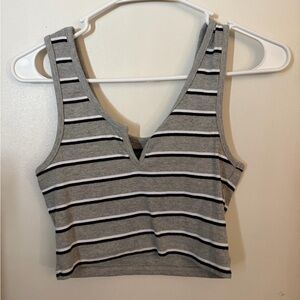 Striped Gray and Black Women's Crop Top
